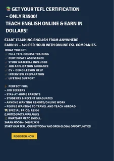 Tefl certification and course training.