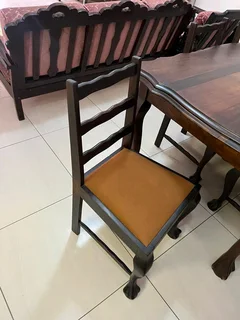 Solid Imbuia table +- 1.7m x 1.2m with 5 matching chairs in excellent condition