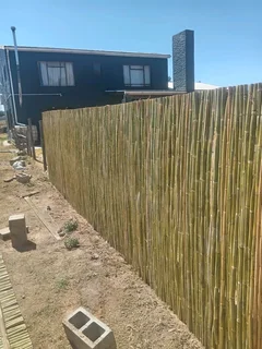 Bamboo fencing and wooden pannels.