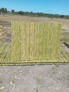 Bamboo fencing and wooden pannels.