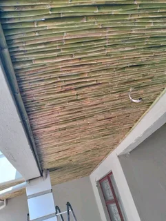 Bamboo fencing and wooden pannels.