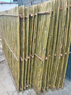 Bamboo fencing and wooden pannels.