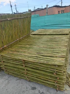 Bamboo fencing and wooden pannels.