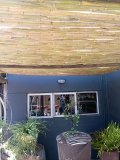 Bamboo fencing and wooden pannels.