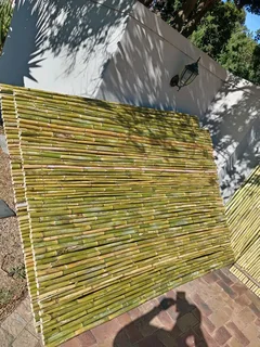 Bamboo fencing and wooden pannels.