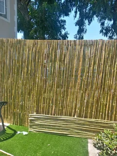 Bamboo fencing and wooden pannels.
