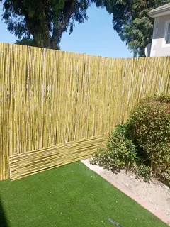 Bamboo fencing and wooden pannels.