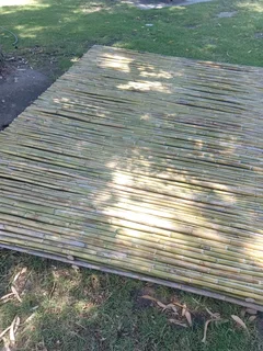 Bamboo fencing and wooden pannels.