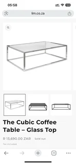 Coffee table and server from LIM Furniture-polished stainless steel and glass