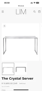 Coffee table and server from LIM Furniture-polished stainless steel and glass