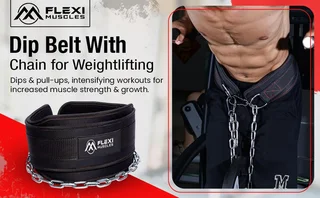 Flexi Muscles - Dip Belt with Chain for Weight Lifting