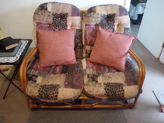 Cane 4 seater furniture with glass coffee table