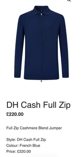 Douglas Hayward (Mayfair) cashmere full zip