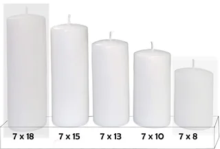 Pillar Candle 5 Set: 70mm diameter 180mm, 150mm, 130mm, 100mm, & 80mm R557-00