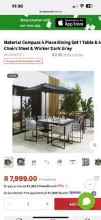 4 Piece dining set Space saver chairs