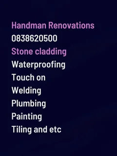 Stone cladding,Waterproofing, Torch on,Welding, Plumbing, Painting and Tiling