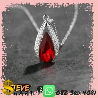 Red gem waterdrop pendant necklace