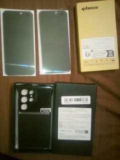 i phone 16 pro max screen protectors x2 brand new, and Sm ultra s24 cover, new, a media stand
