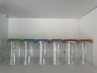 12 Glasses with colourful bottoms