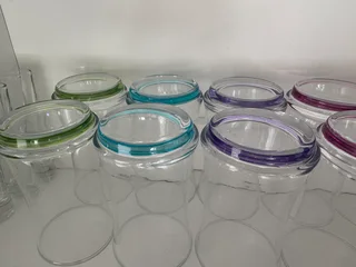 12 Glasses with colourful bottoms