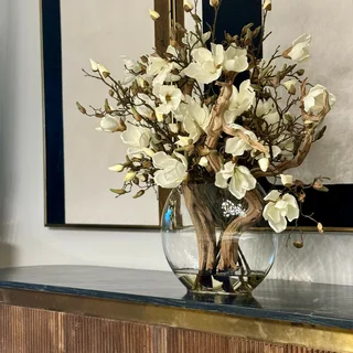 16″ Moon Vase With Magnolias