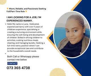 Dedicated, experienced nanny with over 11 years of childcare experience looking for Work