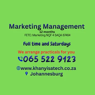 Marketing Management training:  Cell  065 522 9123