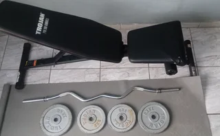 Workout bench and cross with weights