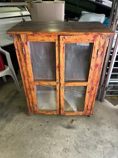 Vintage Wooden Screened Food Cabinet / Larder Cupboard