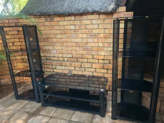 Black glass entertainment center