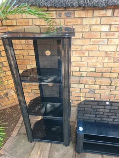 Black glass entertainment center