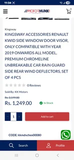 Window deflector set for Renault Kwid Dynamic