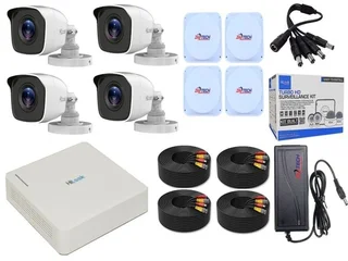 HiLook 4 Channel CCTV Kit 4 Cameras, DVR, ZATECH Cables &amp; Junction Boxes