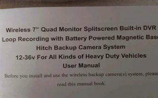 Wireless 7&#34;Quad Reverse Camera