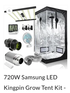 720w samsung kingpin 1.2x1.2x2m complete grow tent