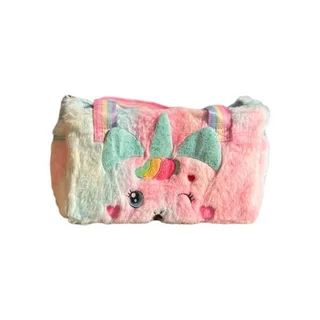 Unicorn Plush Handbag -kid Cute Carry Bag -blue