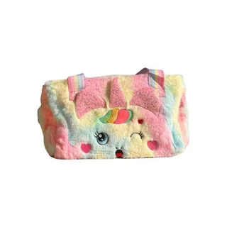 Unicorn Plush Handbag - Kids Cute Carry Bag - Yellow