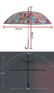 Adults &amp; Children Long Handled Transparent Umbrella - Purple, Pink