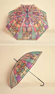 Adults &amp; Children Long Handled Transparent Umbrella - Purple, Pink