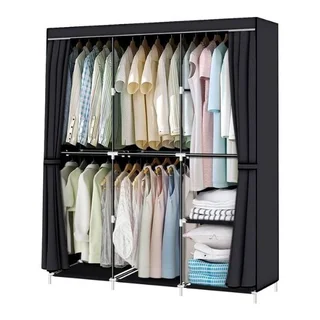 Portable Fabric Wardrobe Closet Large Capacity Clothes Rack with Shelves