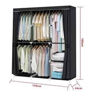 Portable Fabric Wardrobe Closet Large Capacity Clothes Rack with Shelves