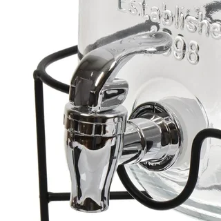 Glass Drink Dispenser with Metal Stand &amp; Citrus Juicer Set