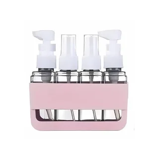 4-in-1 Travel Bottle Set with Pump, Spray &amp; Storage Case With Bottle Labels