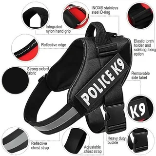 Police K9 Adjustable Dog Harness - Small - Black