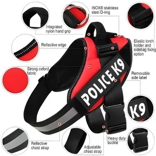 Police K9 Adjustable Dog Harness - Small - Red