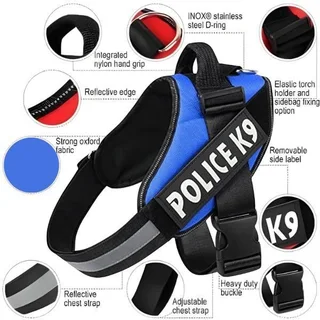 Police K9 Adjustable Dog Harness - Small - Blue