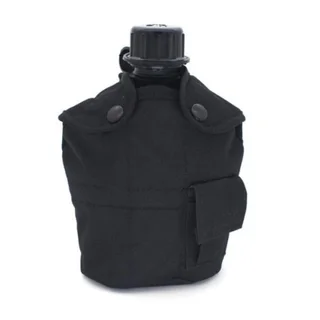 1 L Outdoor Military Canteen Bottle In A Pouch And Mug - Black