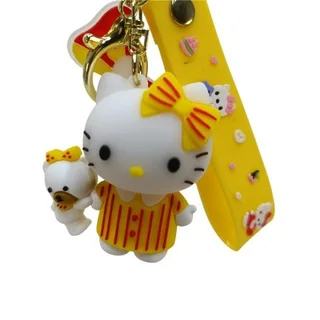 Hello Kitty Keychains - Backpack Car Key Ring Animation Key Chain - Yellow