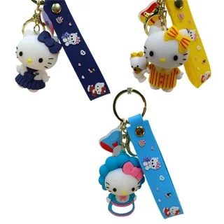 Hello Kitty Keychains - Backpack Car Key Ring Animation Key Chain - Purple