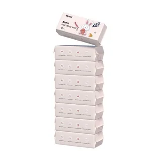 Mini Portable Wet Wipes - 64 (8 Packs x 8 Pieces Each)